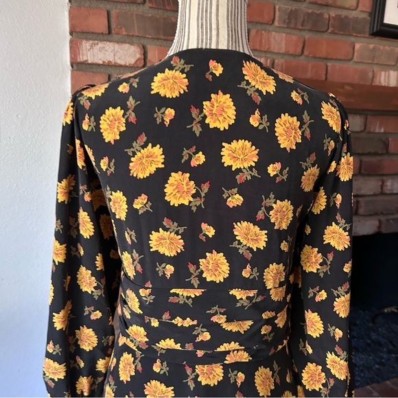 Veronica Beard Marion Silk Mini Dress Yellow Marigolds in Black Multi Sz 6 - Picture 9 of 12